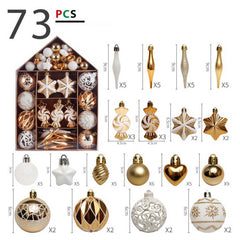 CHRISTMAS BALL SET WITH PAINTED HOUSE DESIGN_CWMM9885