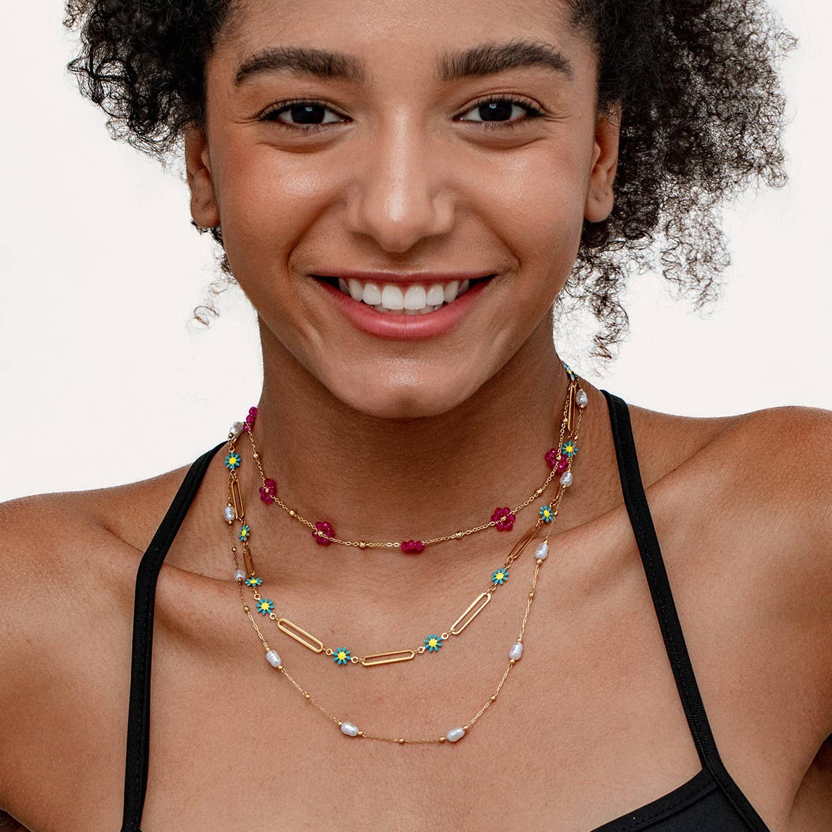 COLORFUL BEADED NECKLACE DOPAMINE CLAVICLE CHAIN_CWMM3677