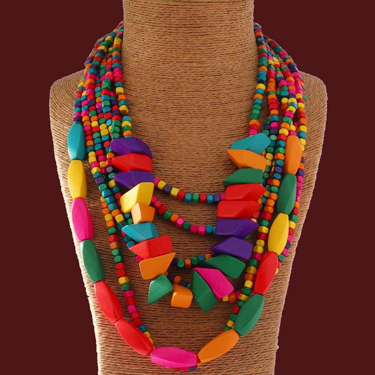 BOHEMIAN RICE BEADS COLORFUL ETHNIC NECKLACE_CWMM4389