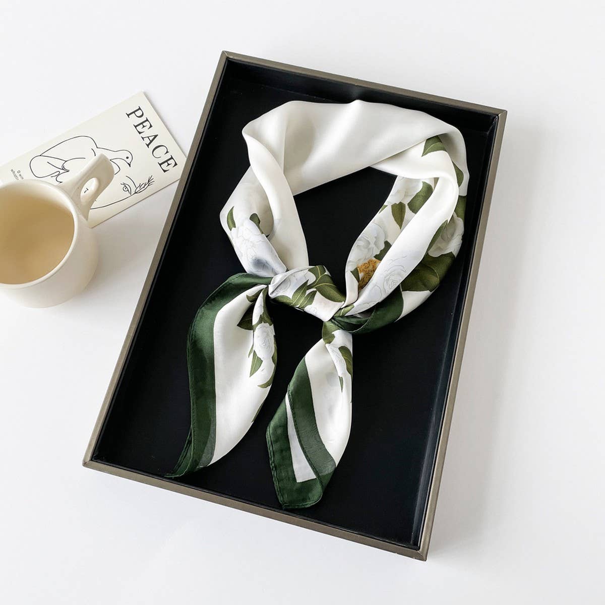 LETTER PRINT SATIN SQUARE SCARF FOR WOMEN_CWASC0810