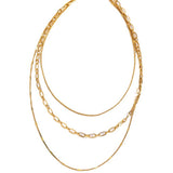 FASHIONABLE PRESSED PAPER CLIP THREE LAYER NECKLACE_CWMM3694