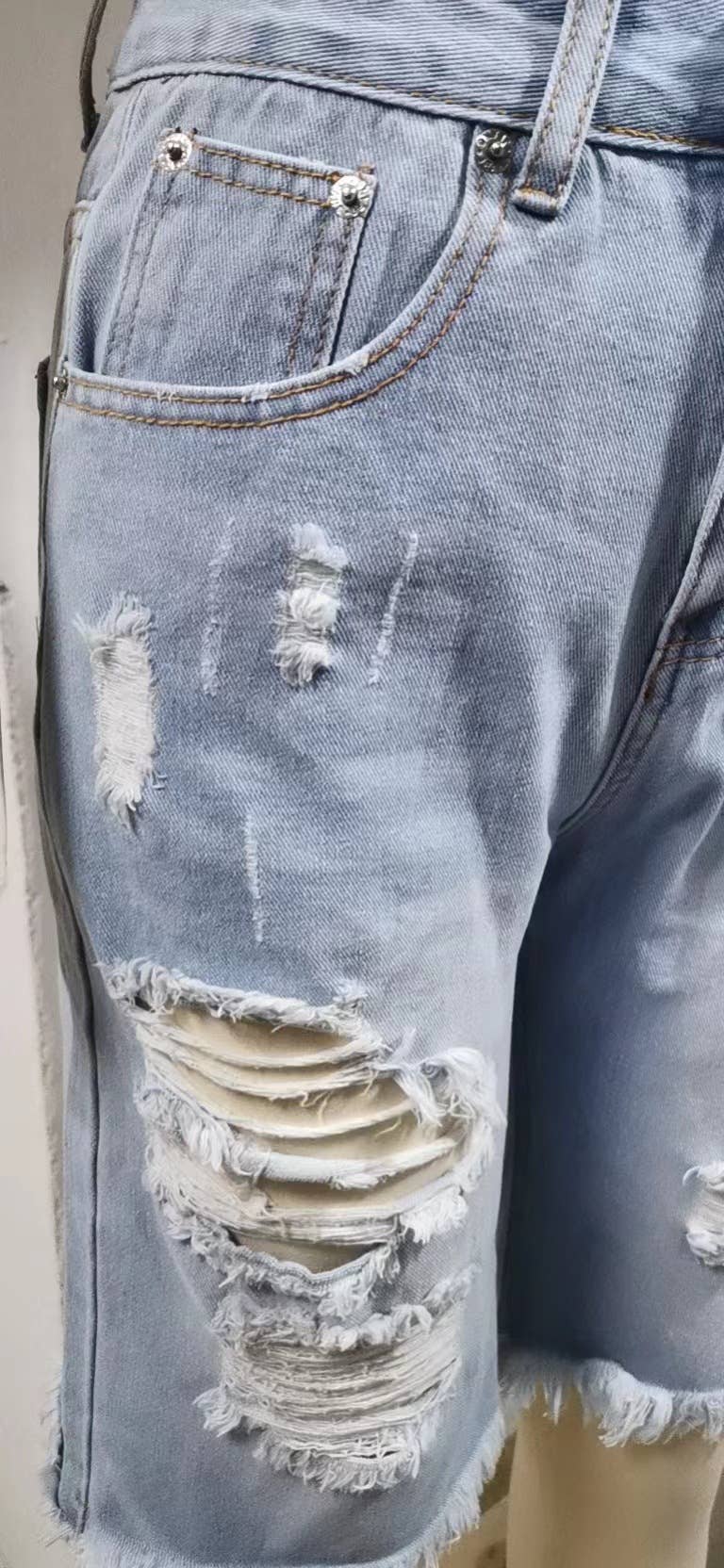 Washed Raw Edge 5 Minute Casual Shorts