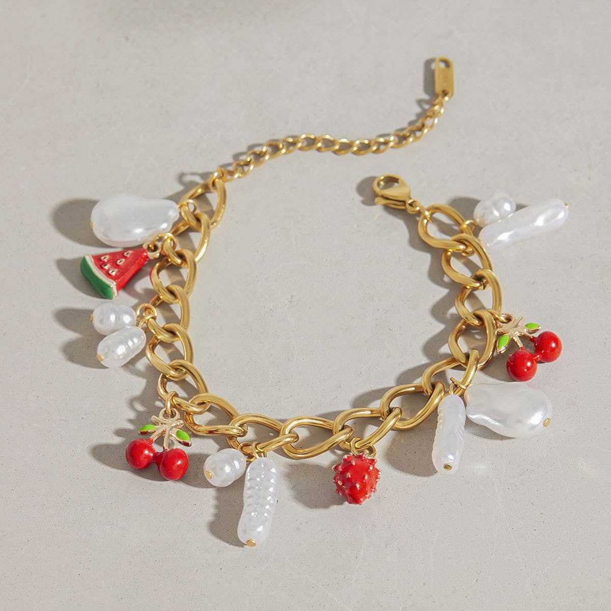 18K GOLD PEARL ENAMEL BRACELET STAINLESS STEEL_CWAJE4845