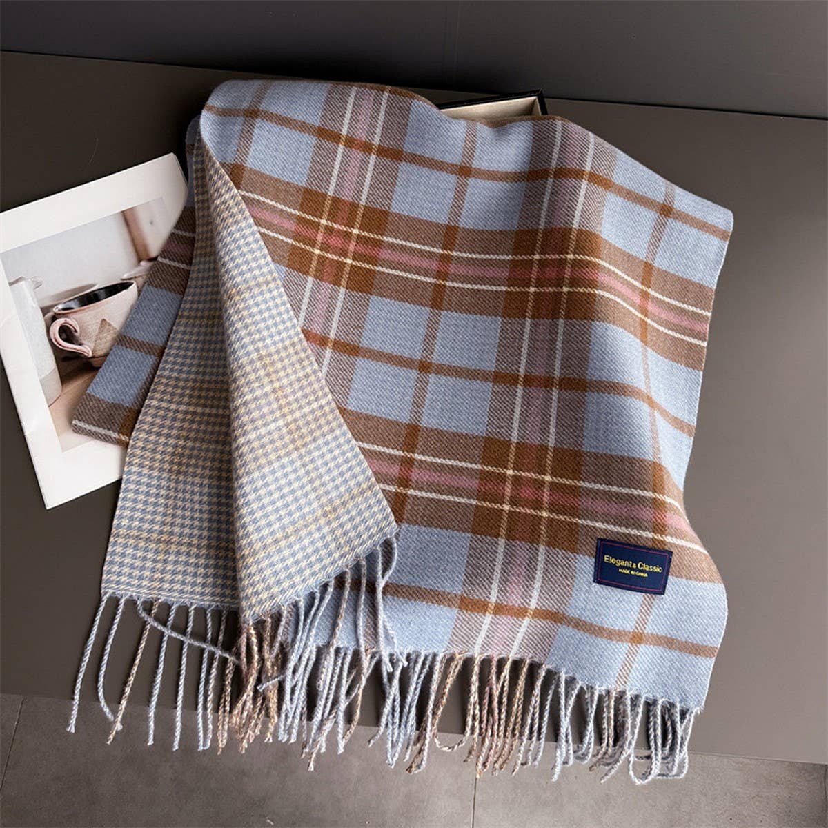 Classic Plaid Cashmere Feel Scarf For Women_Cwasc03235