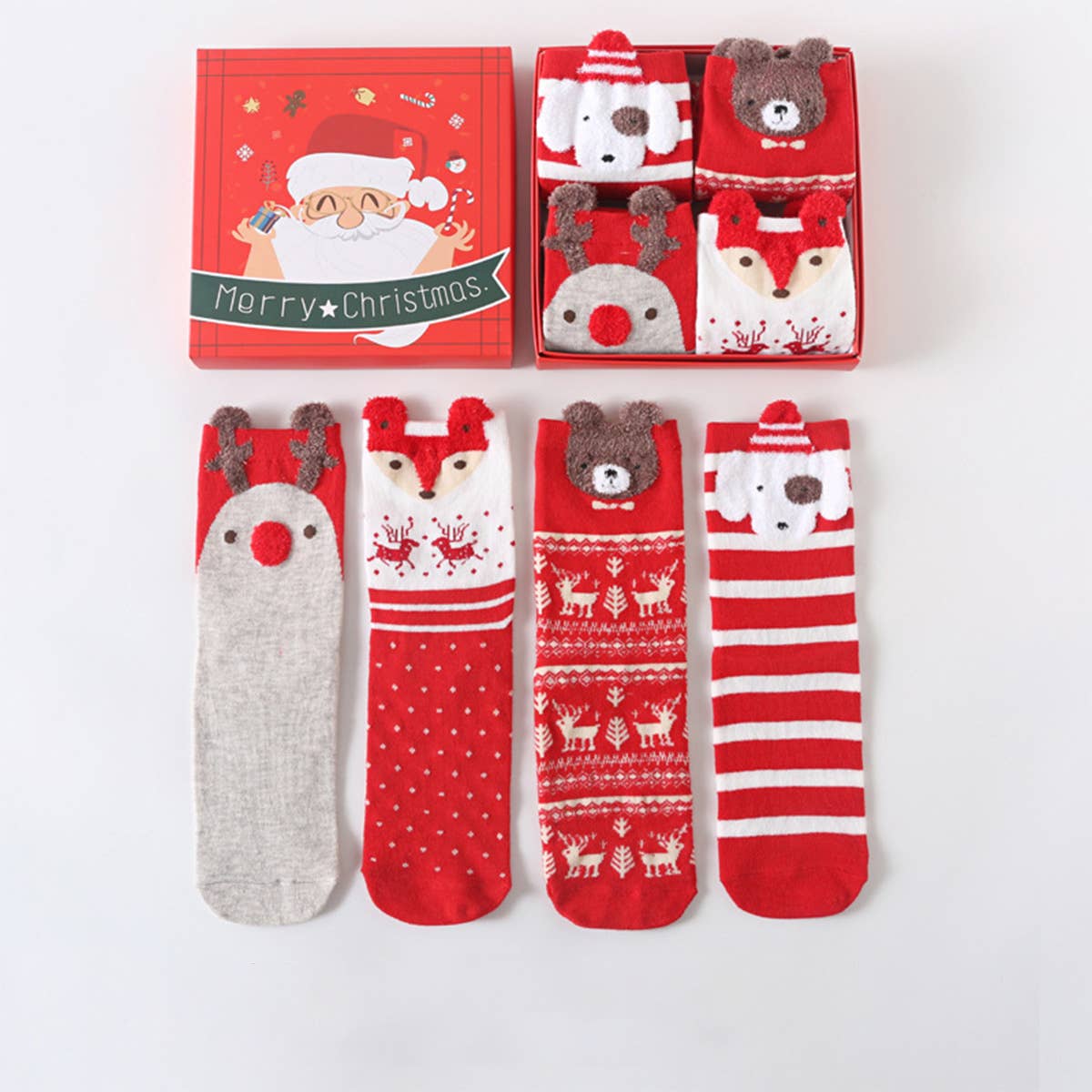 Warm Cartoon Animal Christmas Socks_Cwms0974