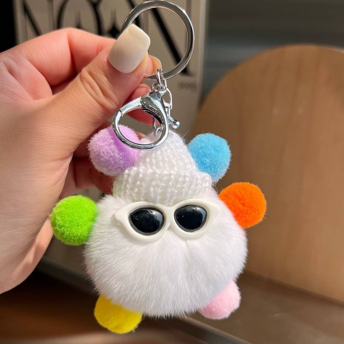 CUTE RABBIT FUR BRIQUETTES CAR KEYCHAIN PENDANT_CWMM2480
