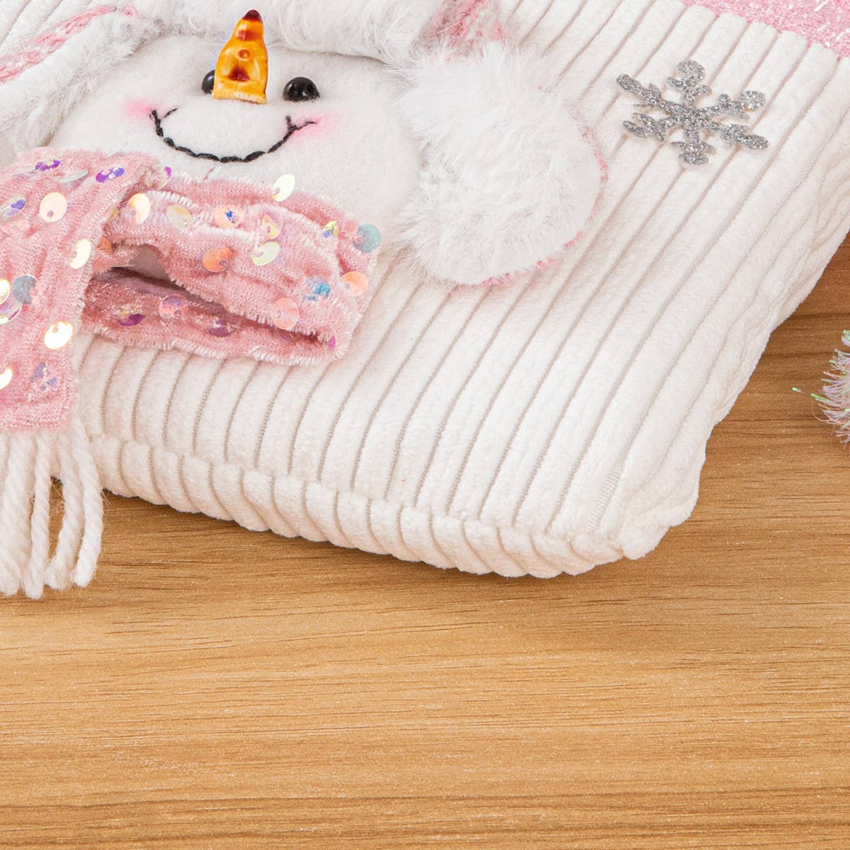 Cwmm9352_New Christmas Pink Plush Christmas Gift Bag