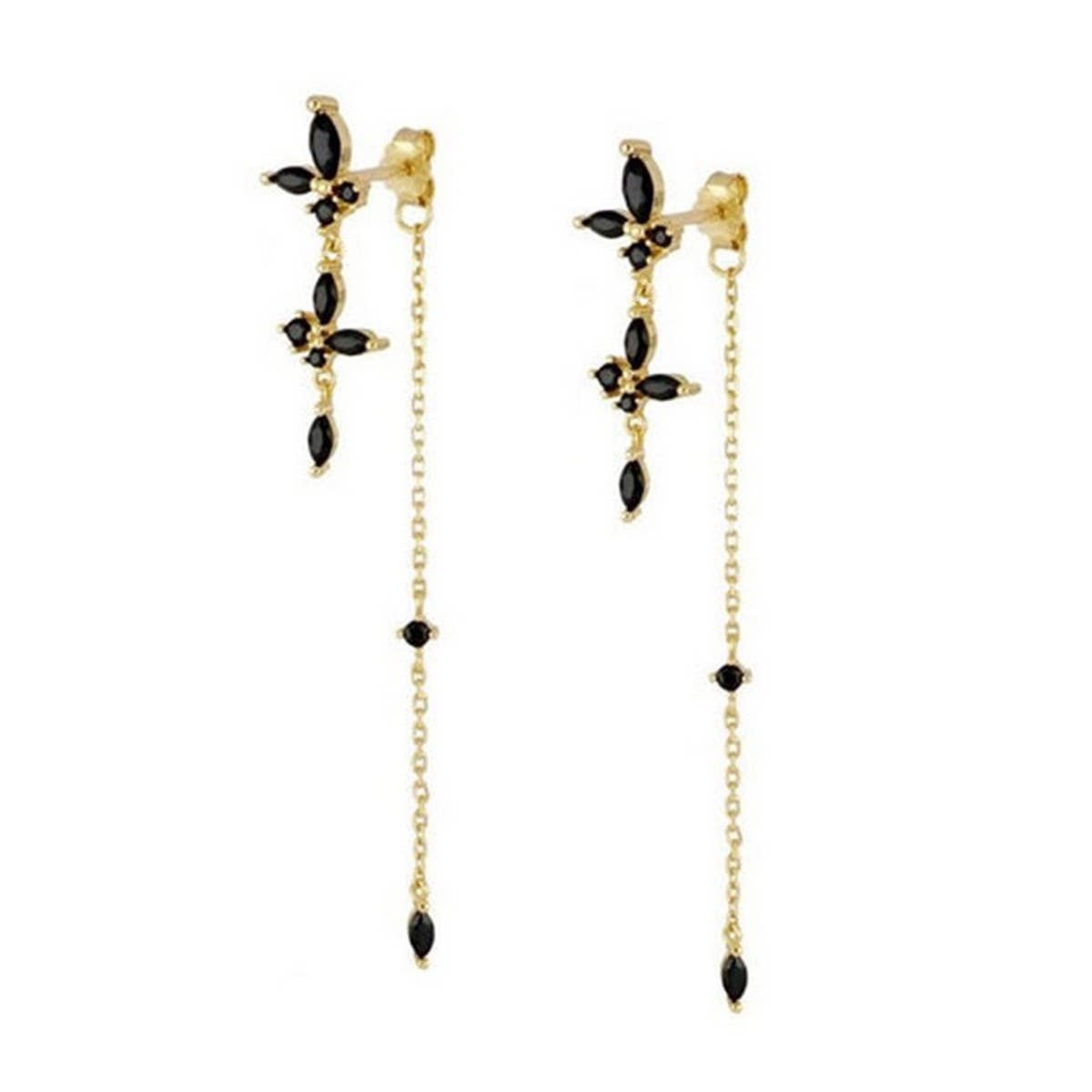GEOMETRIC ZIRCON OCTAGONAL CHAIN EARRINGS_CWAJE1722