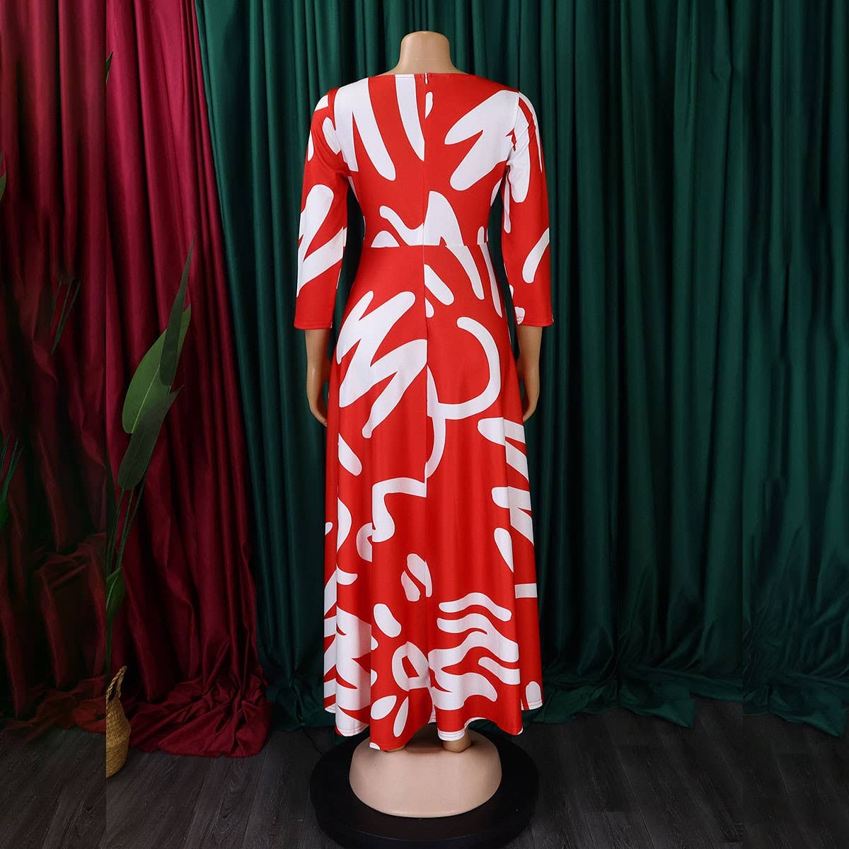 FASHIONABLE PRINTED LACE UP OVERSIZED DRESS_CWDMD3696