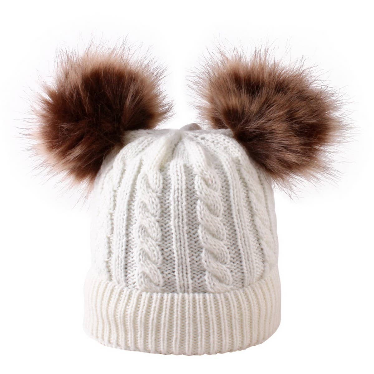 DOUBLE BALL TWIST CUTE BABY KNITTED HAT_CWAH1753
