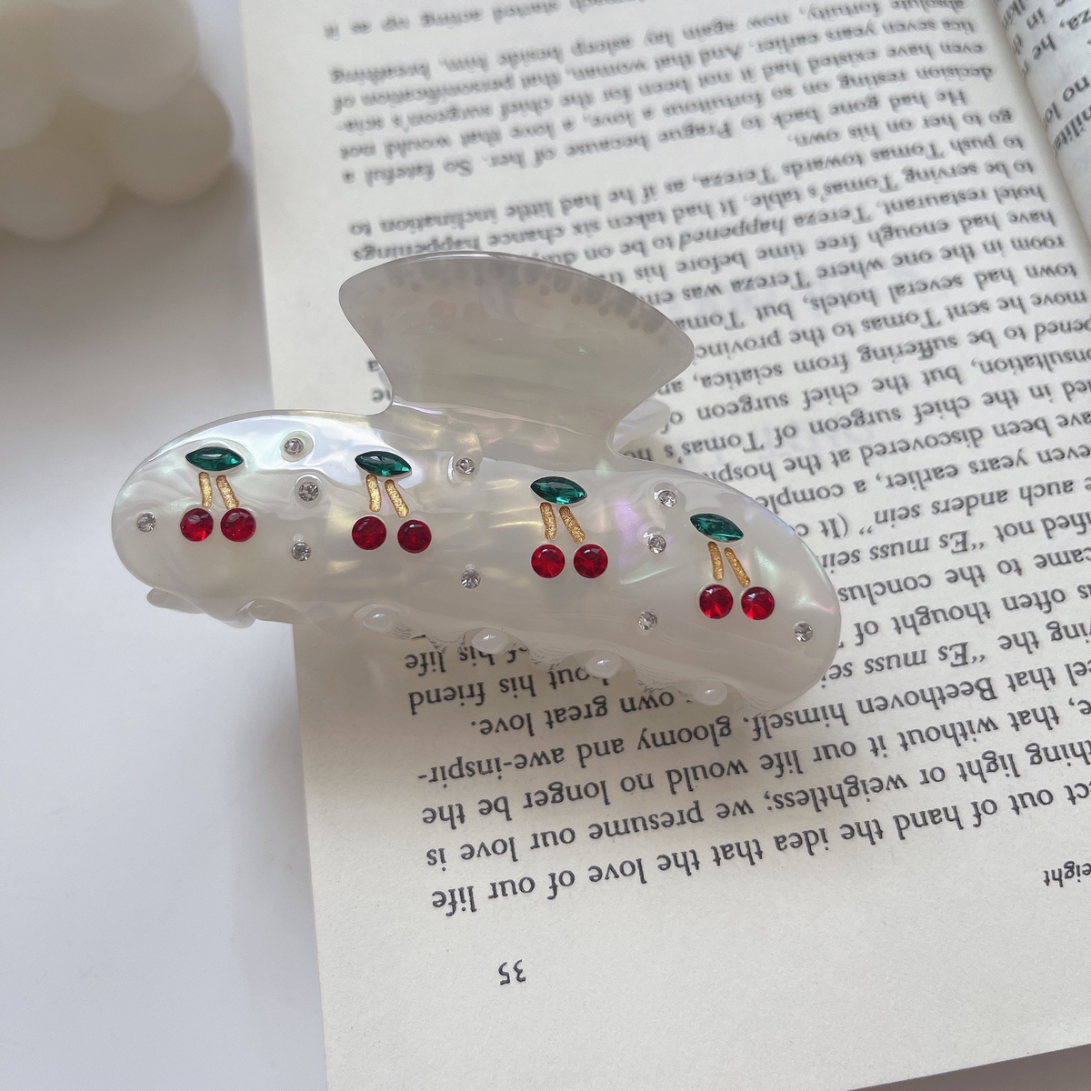 CHERRY ACETATE HAIR CLAW 8CM CUTE TRENDY CLASP_CWAHA1334