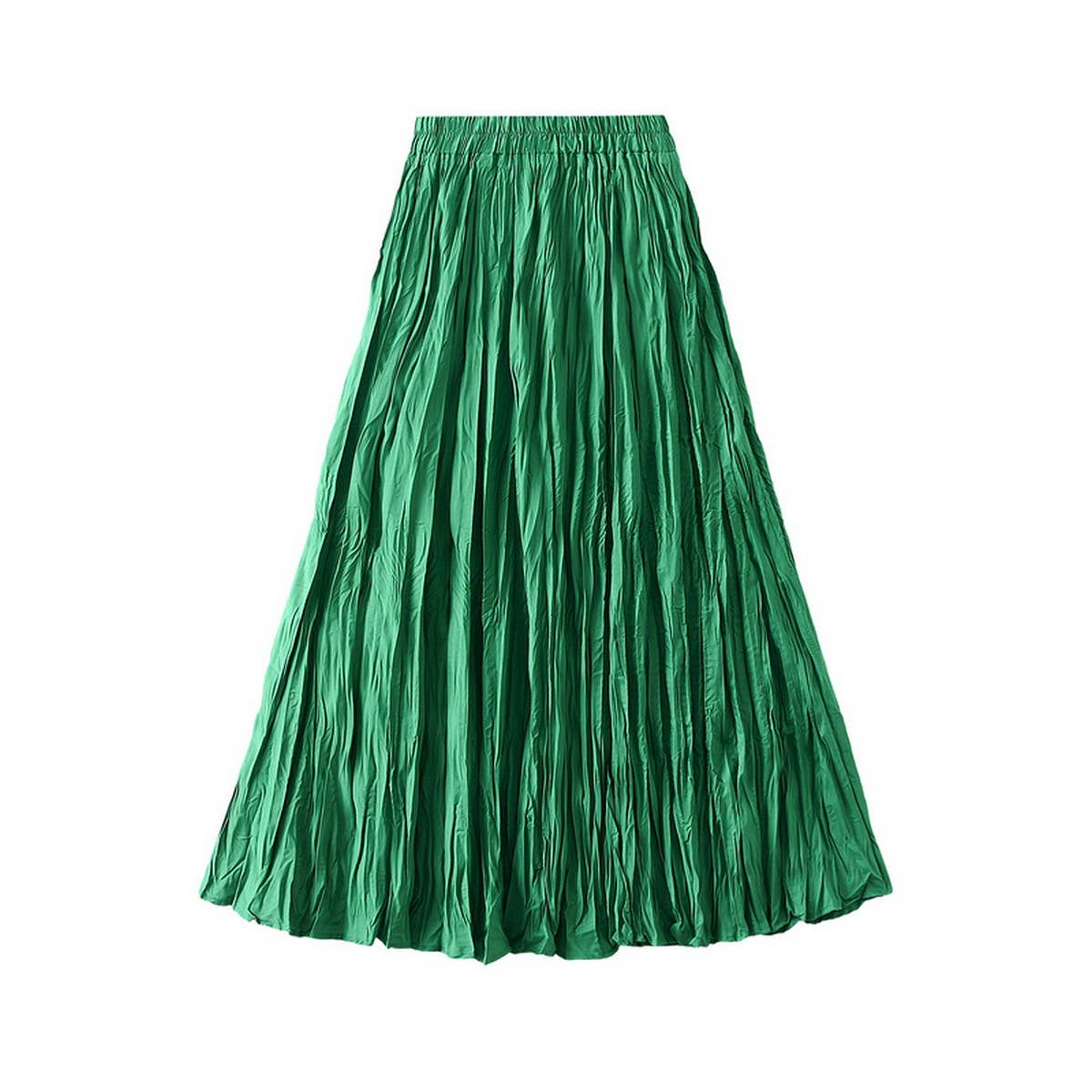 RUCHED PLEATED A LINE MIDI SKIRT_CWBMS0384