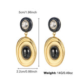 NEW FASHION TEMPERAMENT BLACK AND GOLD EARRINGS_CWAJE2854