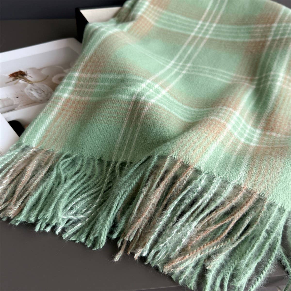 Checkerboard Winter Warm Cashmere Feel Scarf_Cwasc03262