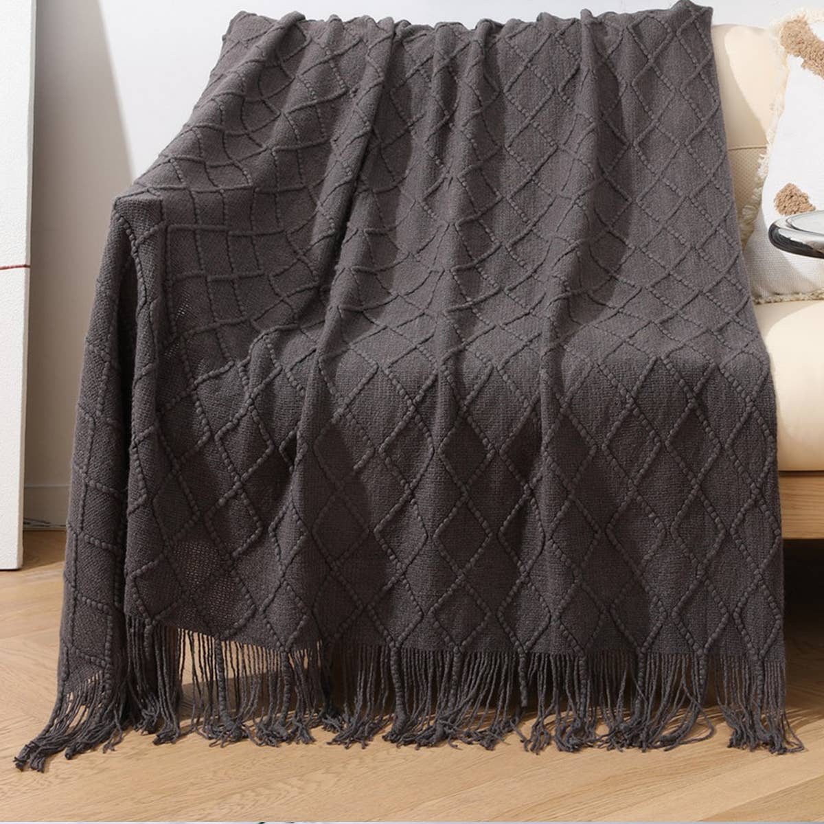 KNITTED TASSEL THIN BLANKET SOFA BLANKET_CWMM0183
