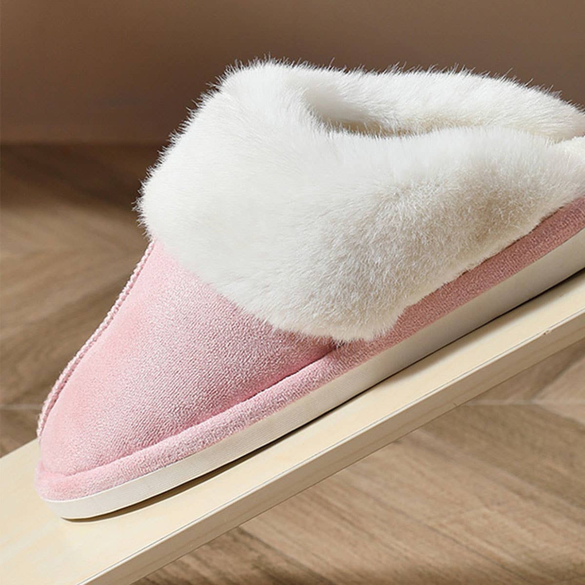 FAUX SUEDE FUZZY SLIPPERS WOMEN MEN_CWSHS0267