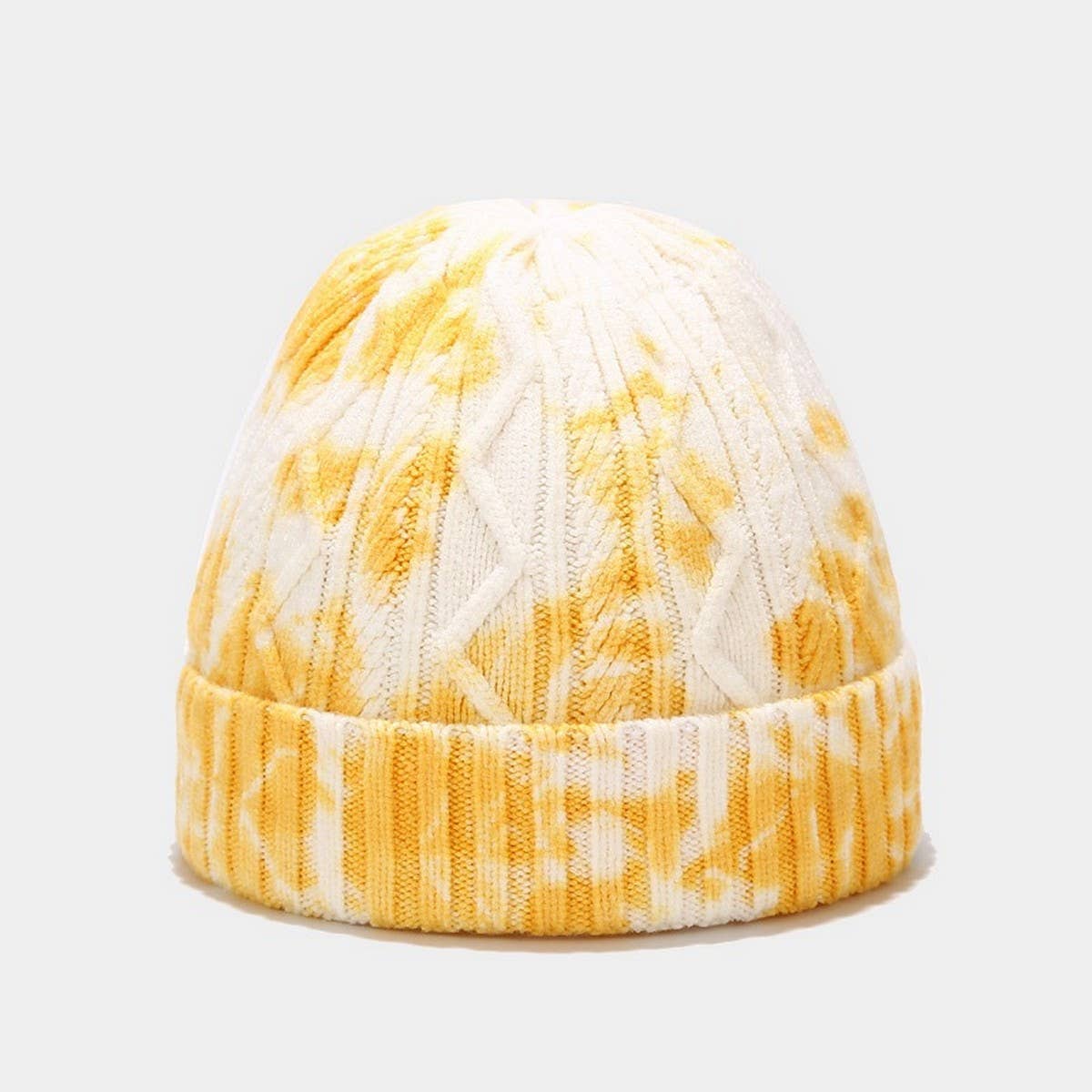 Tie-Dyed Knitted Hat Melon-Shaped Warm Beanie Hat_Cwah2077