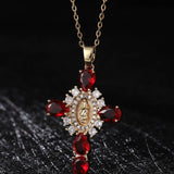 Zirconia Pendan Virgin Mary Cross Necklace_Cwmm5867