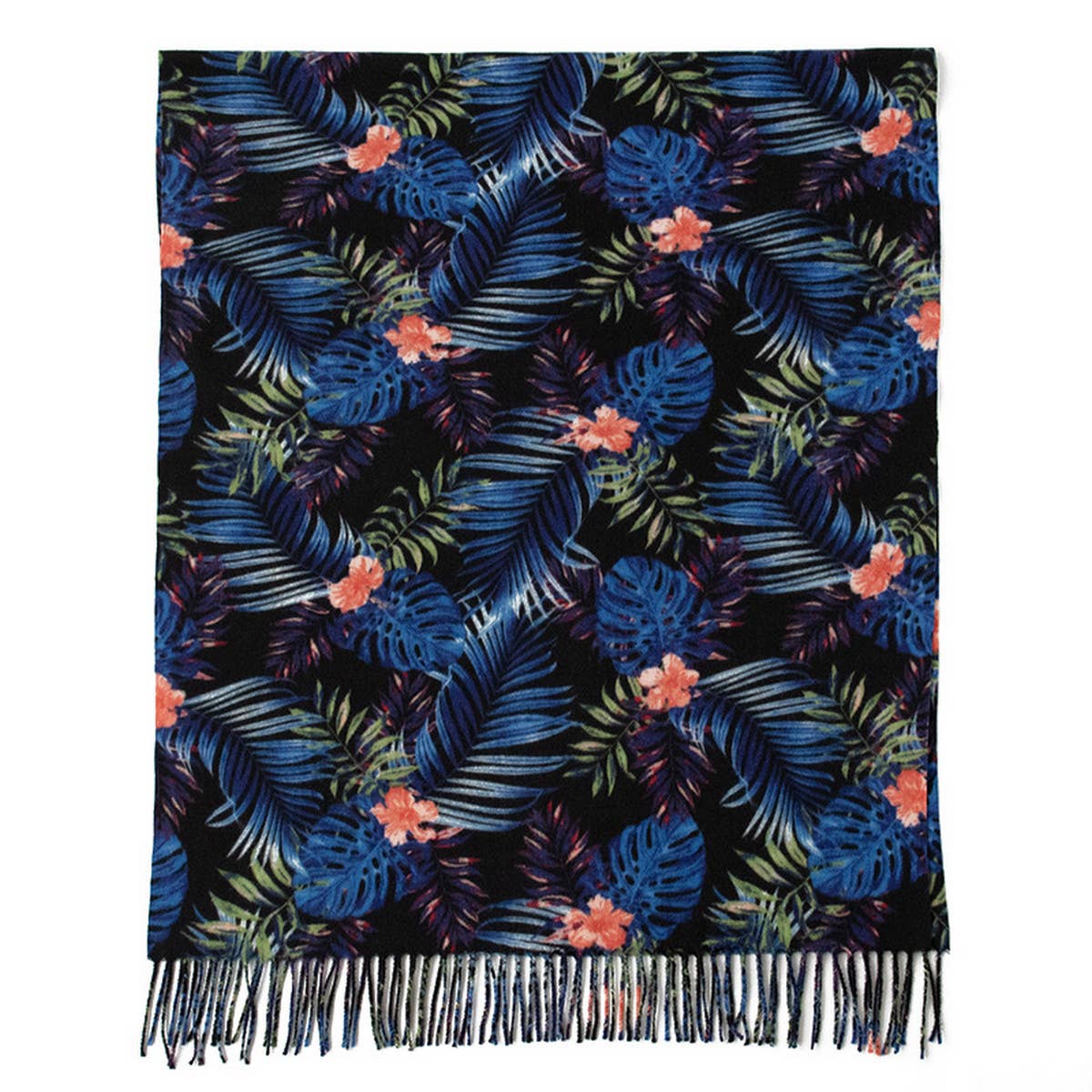 PRINT SCARF SOFT BLUE BLACK WINTER WRAP FOR WOMEN_CWASC0919