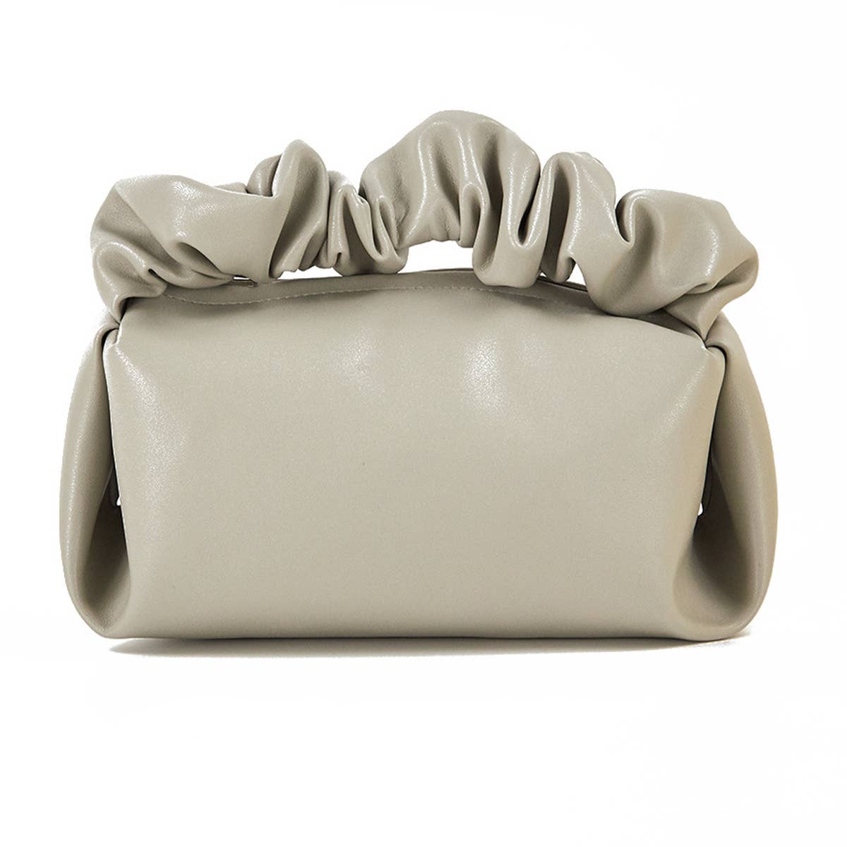 SIMPLE LEATHER PLEATED CLOUD MAKEUP BAG_CWAB1425