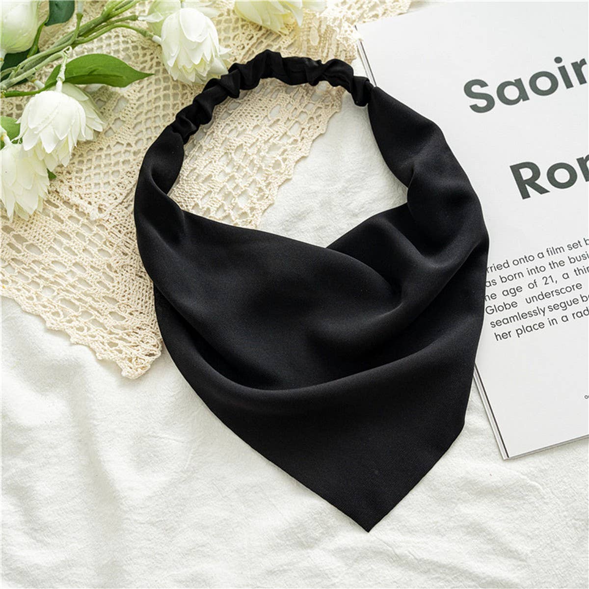 SOLID COLOR CHIFFON TRIANGLE SCARF HAIRACCESSORIES_CWAHA4154