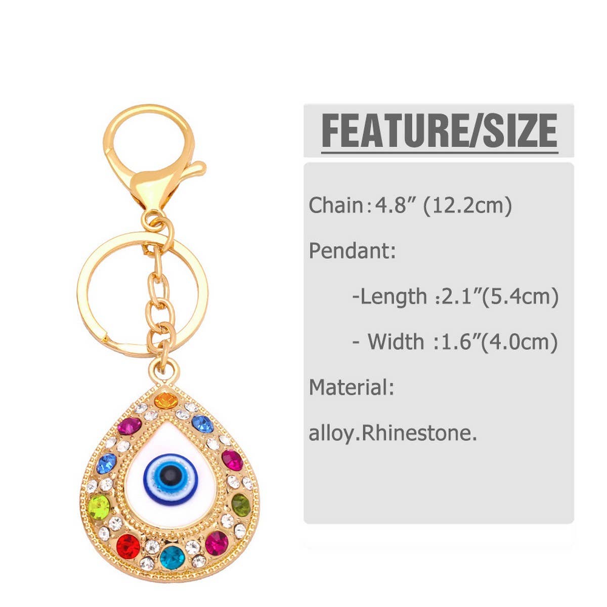 COLORED DIAMOND DEVILS EYE METAL KEYCHAIN PENDANT_CWAJE0878