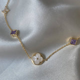 FOUR LEAF CLOVER SNOWFLAKE ZIRCON NECKLACE_CWMM5303