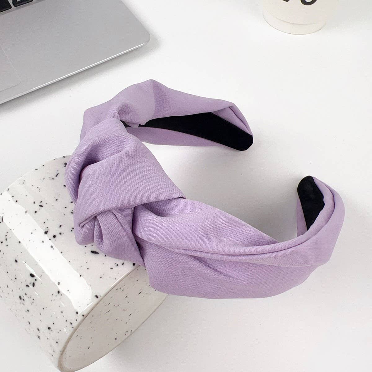 SOLID COLOR TEXTURED FABRIC CROSS HEADBAND_CWAHA2084