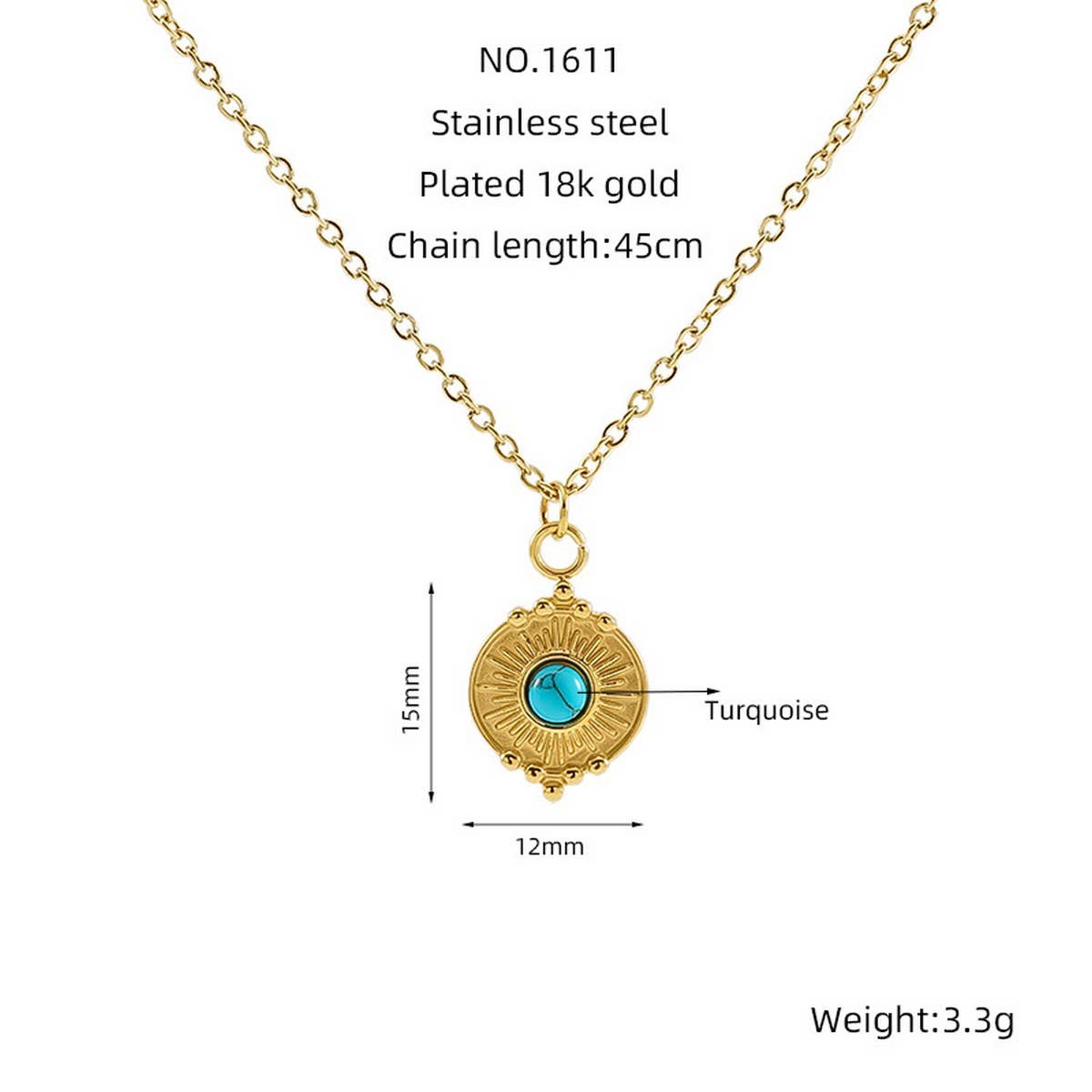 Vintage Turquoise Necklace Titanium Steel Clavicle Chain