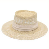 SUMMER VACATION TRAVEL SUNSHADE FLAT TOP STRAW HAT_CWAH3404