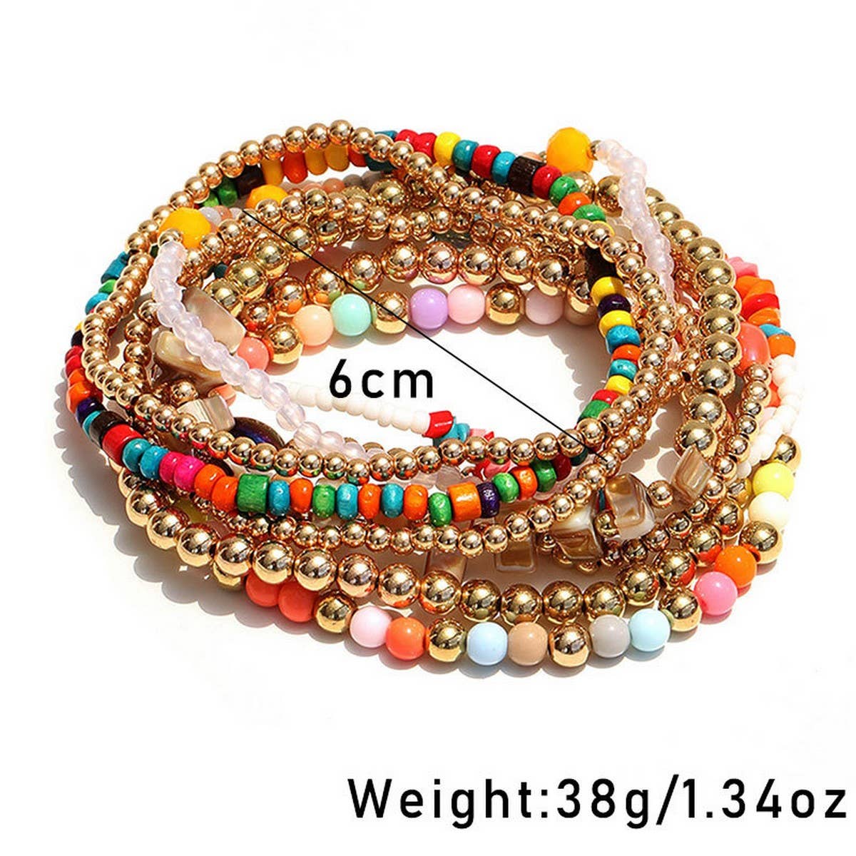 BOHO LAYERED ANKLET SET COLORFUL BEADED STYLE_CWMM6347