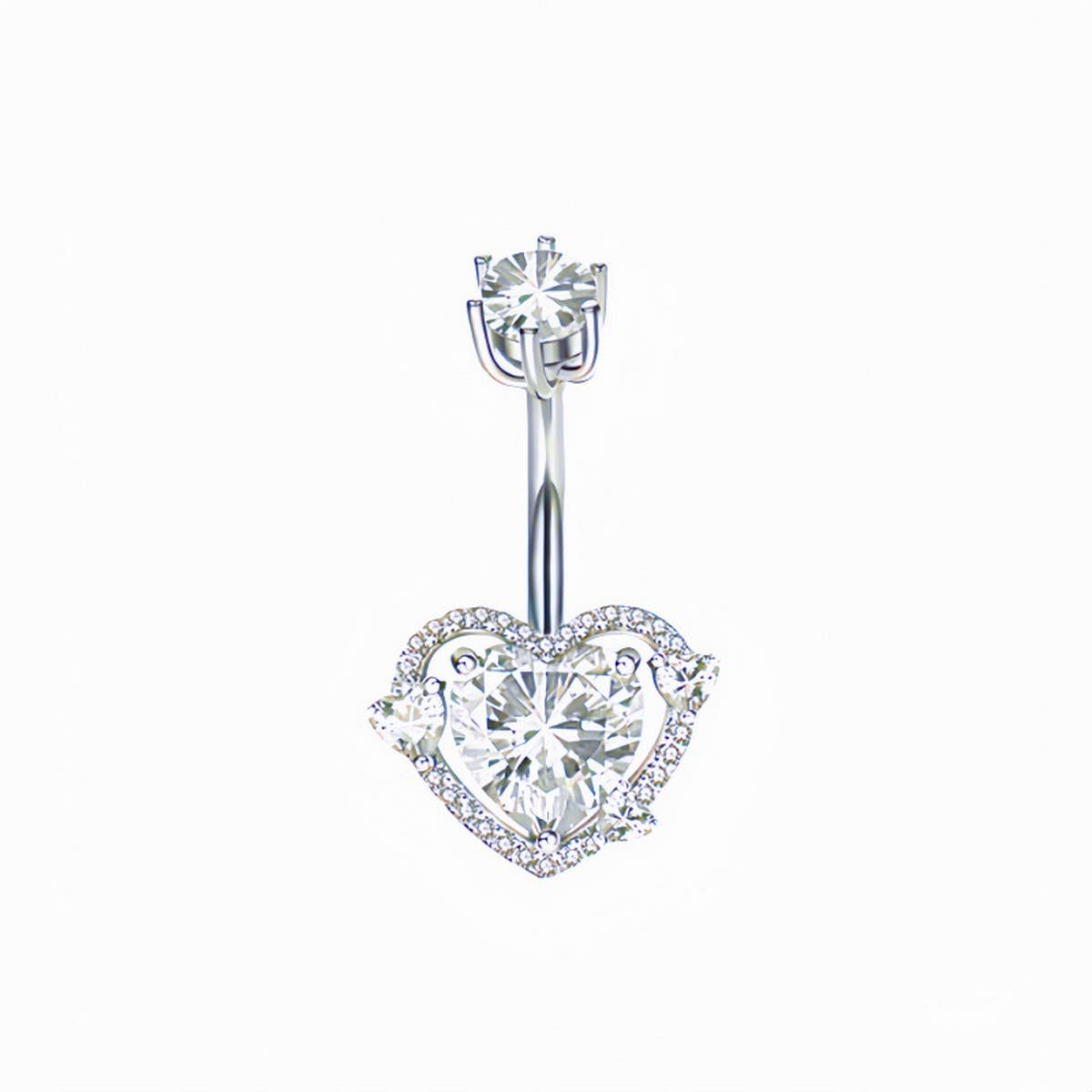 HEART CZ BELLY RING HYPOALLERGENIC BESTSELLER_CWMM9194