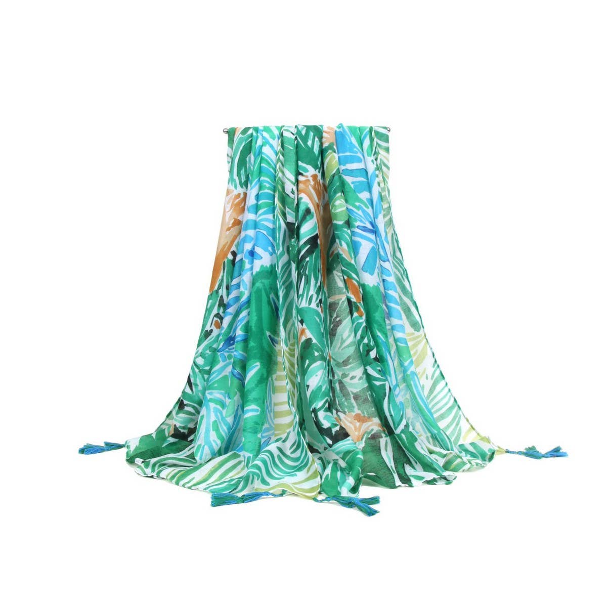 BANANA LEAF PRINT SCARF GREEN SUMMER BEACH WRAP_CWASC0676