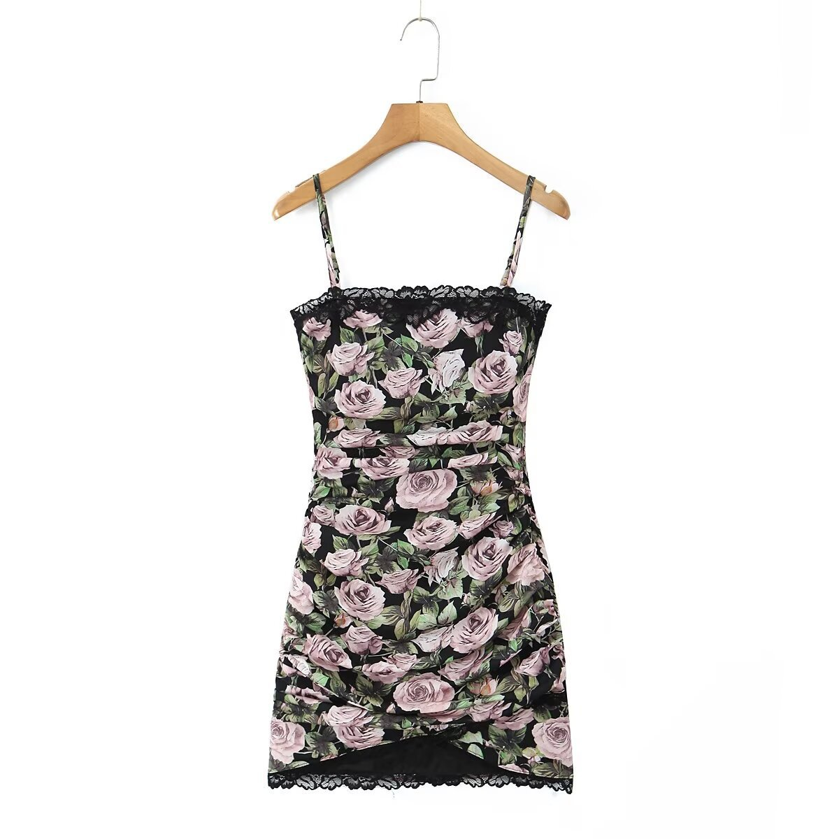 FRENCH STYLE LACE ROSE PRINT WOMEN S SLIP DRESS_CWDMD5820