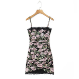 FRENCH STYLE LACE ROSE PRINT WOMEN S SLIP DRESS_CWDMD5820