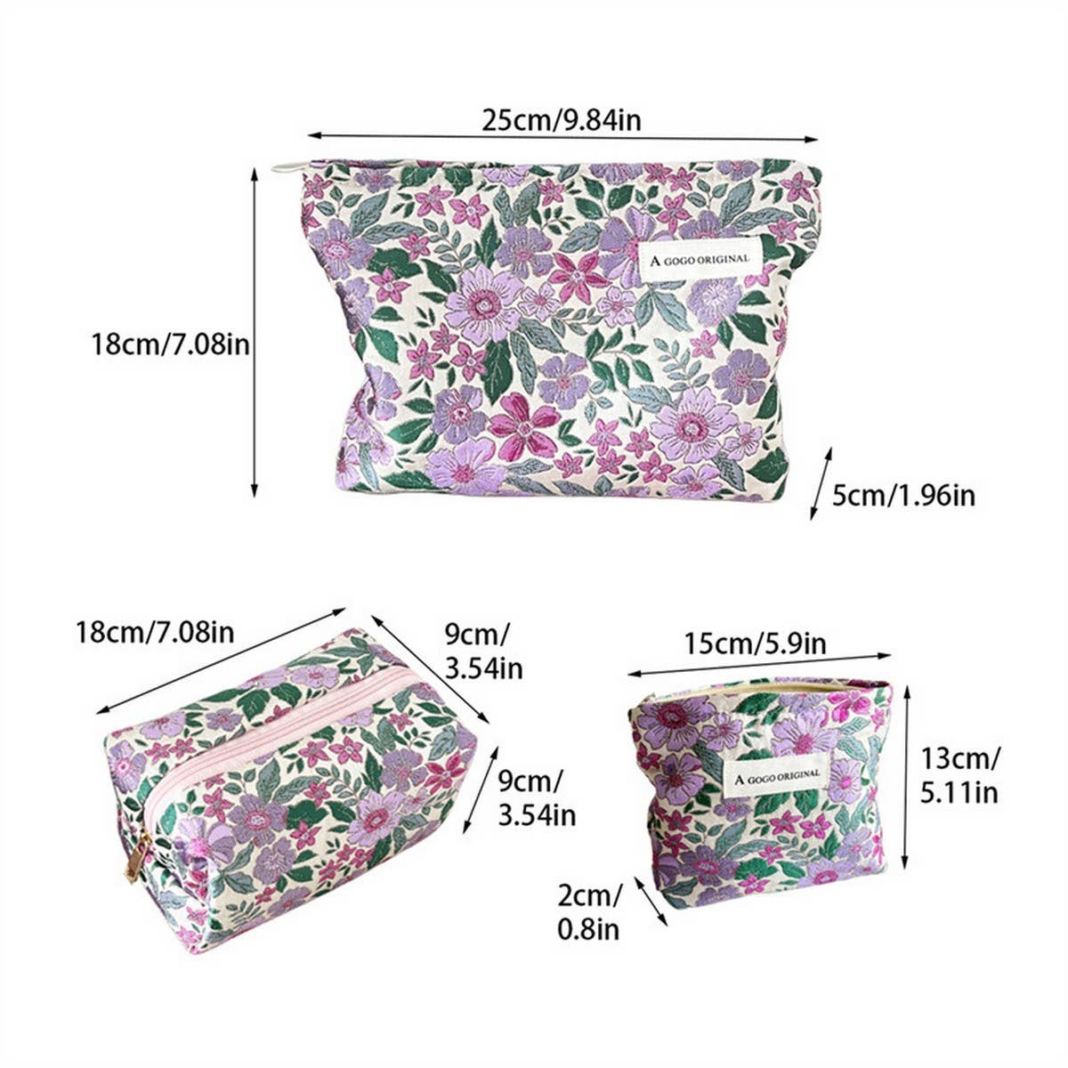 Purple Flower Makeup Bag Small Travel Wallet Pouch_Cuab00670