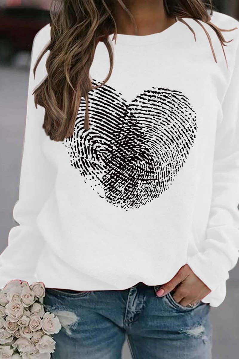 Valentine Day Heart Print Long Sleeved Pullover_Cwtstl0989