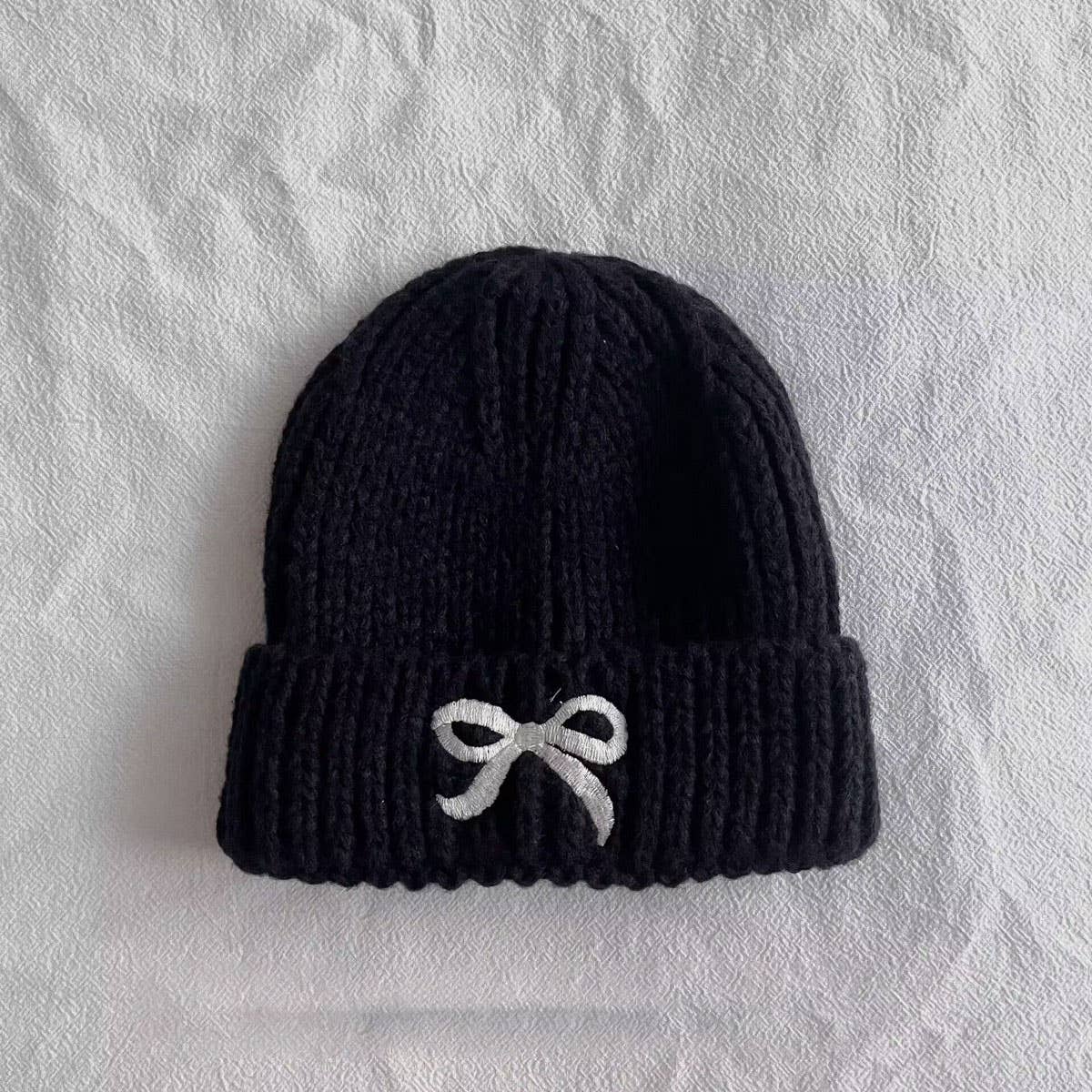 PERSONALIZED BOW CHILDRENS WARM KNITTED HAT_CWAH2927