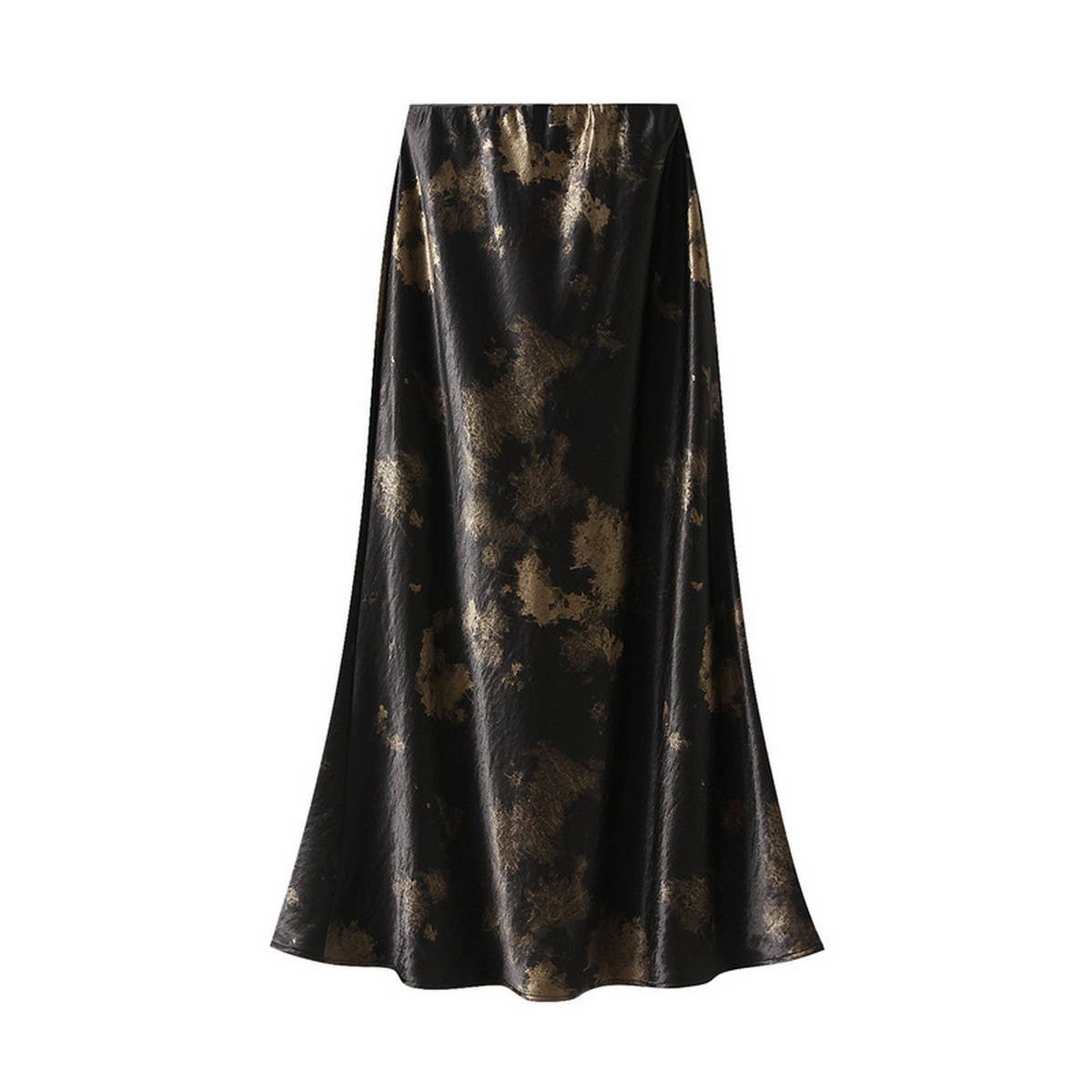 Tie-Dye Satin Print Fishtail Midi Skirt_Cwbms0386
