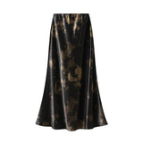 Tie-Dye Satin Print Fishtail Midi Skirt_Cwbms0386
