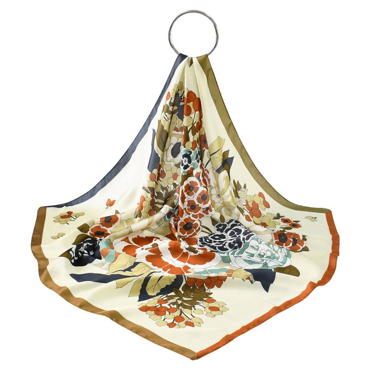 ELEGANT FLORAL SATIN SCARF FOR WORK SUN PROTECTI_CWASC1164
