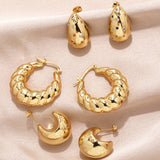 RETRO GOLD PLATED OX HORN EARRINGS_CWAJE1028