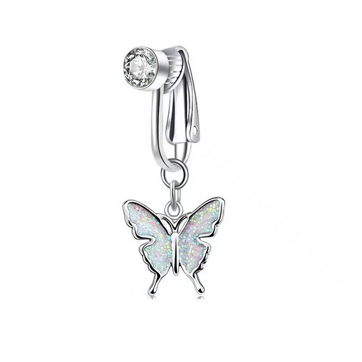 NON PIERCED BUTTERFLY OIL DROP BELLY BUTTON CLIP_CWMM9469