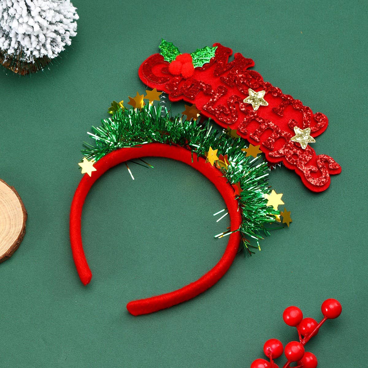 CHRISTMAS SEQUINED ENGLISH CHILDRENS HEADBAND_CWAHA2734