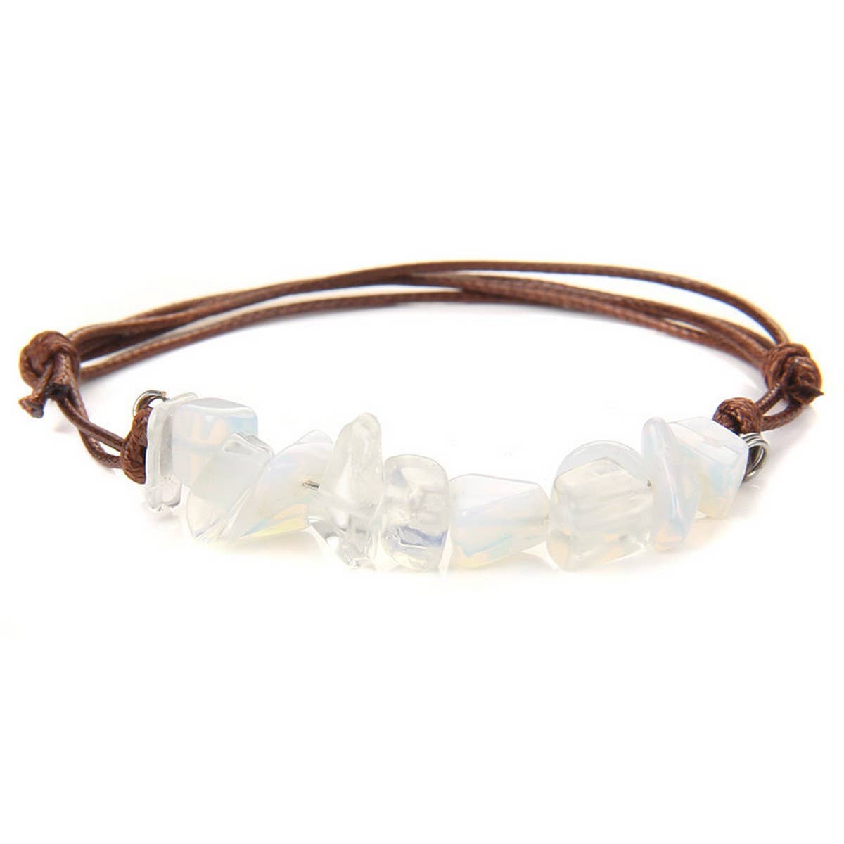 Cwaje3873_Bohemian Gravel Leather Cord Braided Bracelet