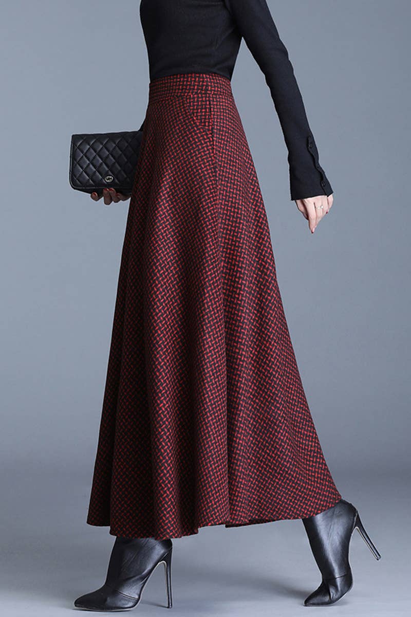Woolen Thickened Waistline Long Skirt