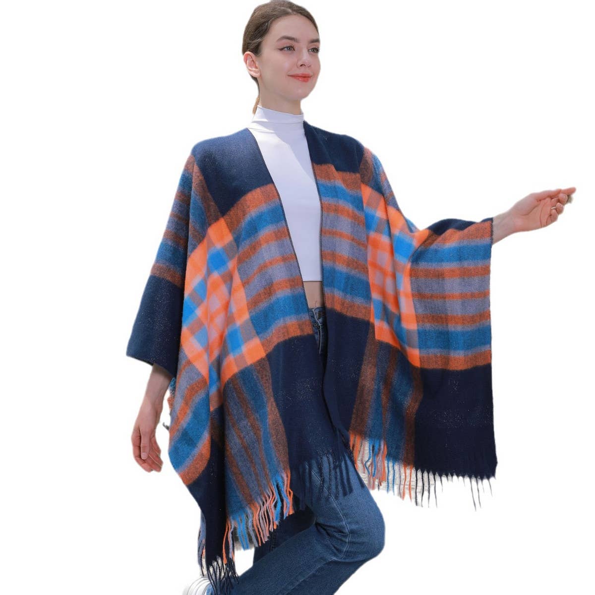 REVERSIBLE PLAID FAUX CASHMERE SCARF WINTER WRAP_CWASC0945