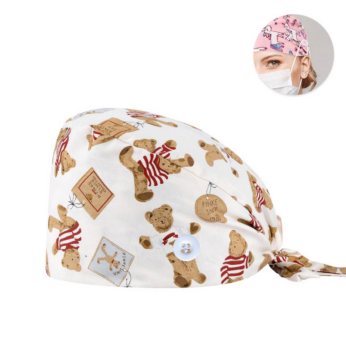 SURGICAL CAP SCRUB CAP COTTON TIE PRINT CAP_CWAH3322