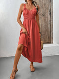 Textured Sleeveless Ruched Casual Cami Dress