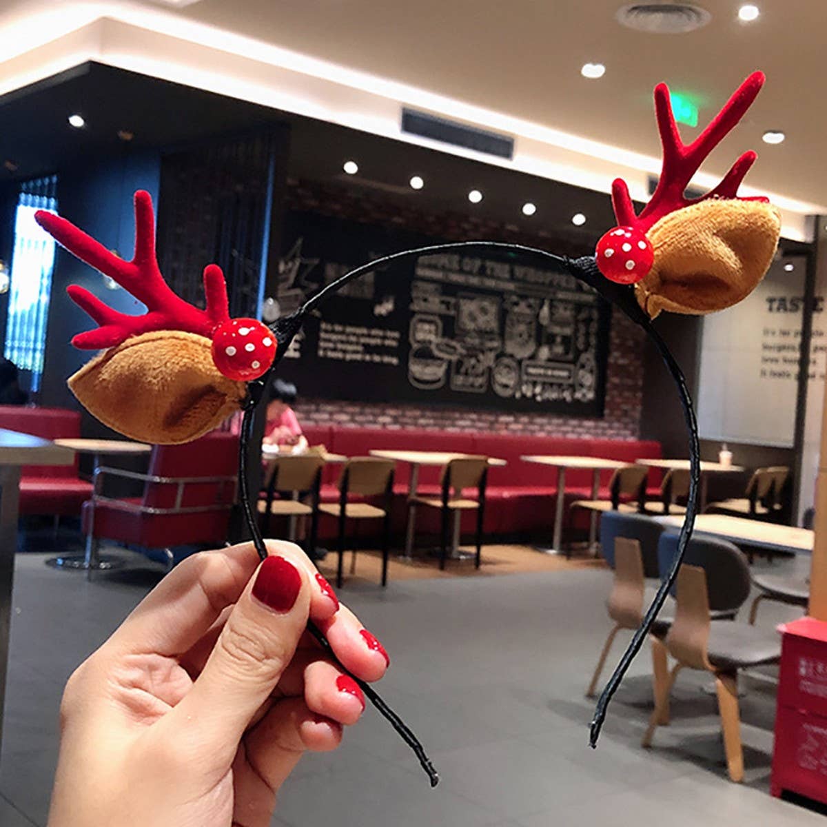 CUTE CHRISTMAS ELK HORN BELL HEADBAND HAIRPIN_CWAHA3427